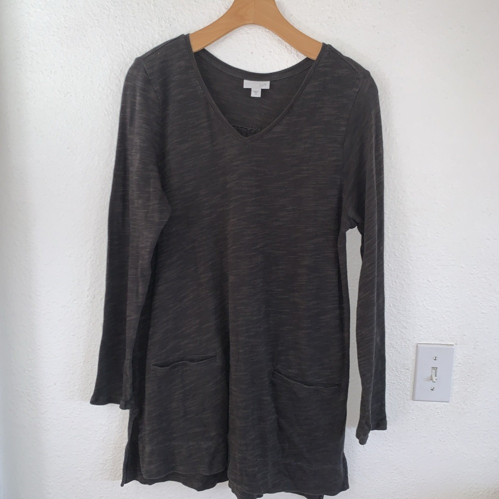 J.Jill V-Neck Trapeze Tunic Sweater/Knit Top Gray Mélange Sz M - Picture 1 of 6